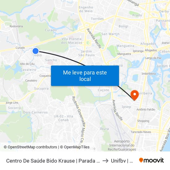 Centro De Saúde Bido Krause | Parada Complementar to Unifbv | Wyden map