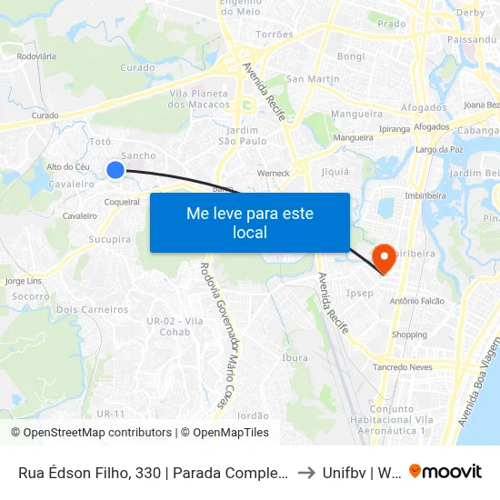 Rua Édson Filho, 330 | Parada Complementar C203 to Unifbv | Wyden map
