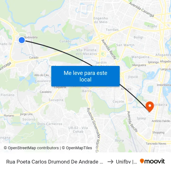 Rua Poeta Carlos Drumond De Andrade 451 | Transp. Complementar to Unifbv | Wyden map