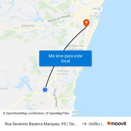 Rua Severino Bezerra Marques, 95 | Terminal Mercadão - Pirapama to Unifbv | Wyden map