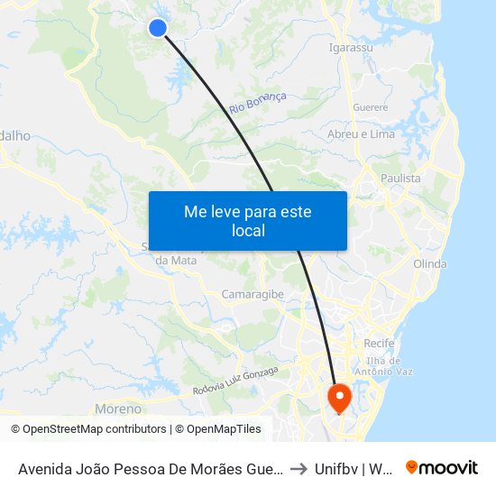 Avenida João Pessoa De Morães Guerra, 3867 to Unifbv | Wyden map