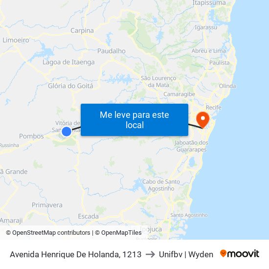 Avenida Henrique De Holanda, 1213 to Unifbv | Wyden map