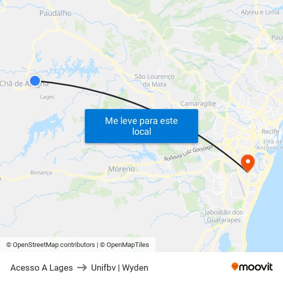 Acesso A Lages to Unifbv | Wyden map