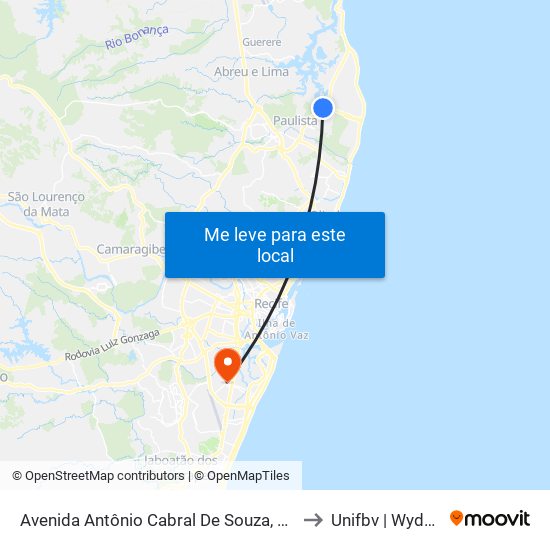 Avenida Antônio Cabral De Souza, 25 to Unifbv | Wyden map