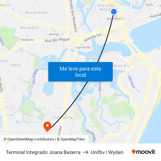 Terminal Integrado Joana Bezerra to Unifbv | Wyden map