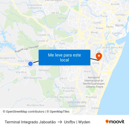 Terminal Integrado Jaboatão to Unifbv | Wyden map