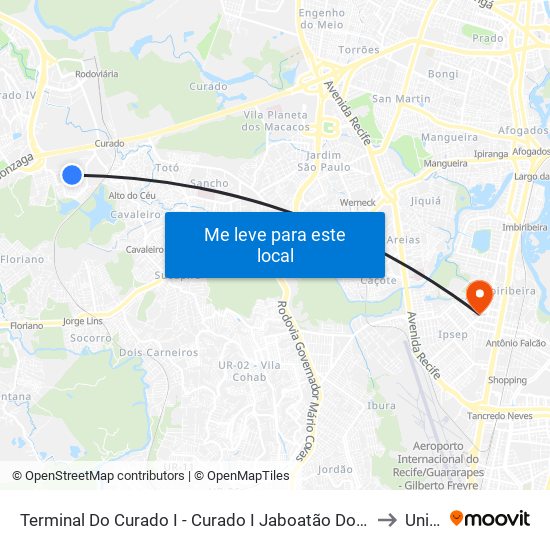 Terminal Do Curado I - Curado I Jaboatão Dos Guararapes - Pe 54230-102 Brasil - Curado I Jaboatão Dos Guararapes - Pe 54230-102 Brasil to Unifbv | Wyden map