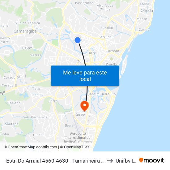 Estr. Do Arraial 4560-4630 - Tamarineira Recife - Pe 52051-380 Brasil to Unifbv | Wyden map