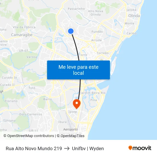 Rua Alto Novo Mundo 219 to Unifbv | Wyden map
