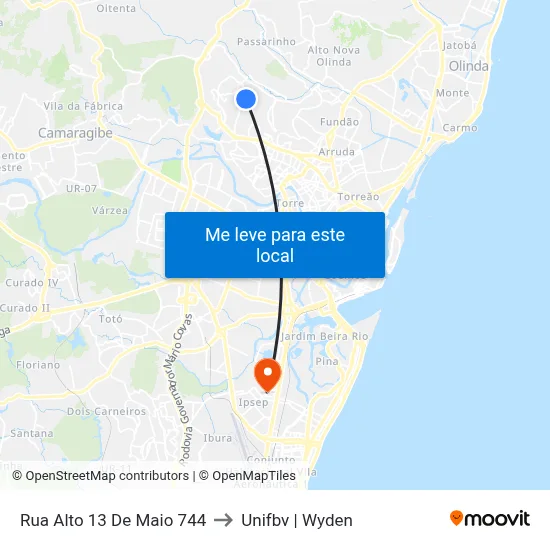 Rua Alto 13 De Maio 744 to Unifbv | Wyden map