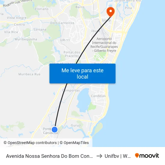 Avenida Nossa Senhora Do Bom Conselho 128 to Unifbv | Wyden map