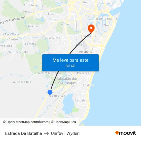 Estrada Da Batalha to Unifbv | Wyden map