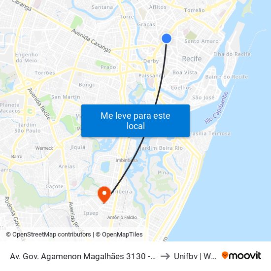 Av. Gov. Agamenon Magalhães 3130 - Pista Local to Unifbv | Wyden map