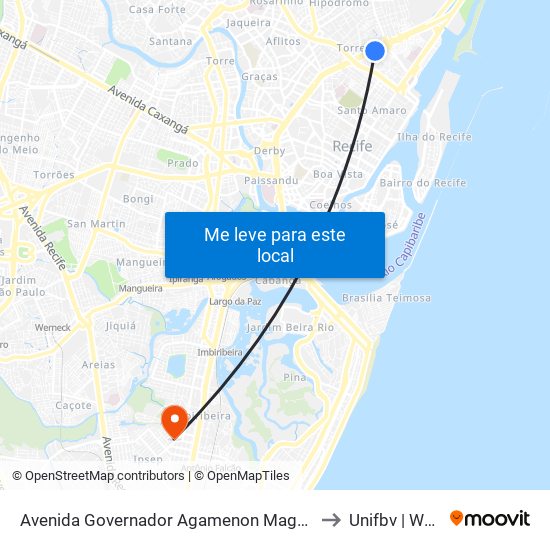 Avenida Governador Agamenon Magalhães 22 to Unifbv | Wyden map