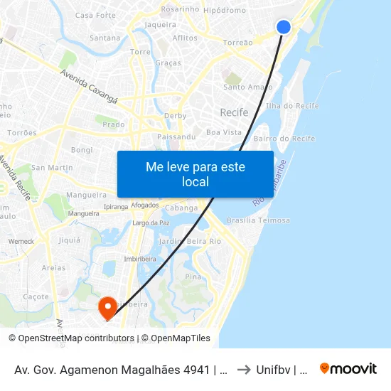 Av. Gov. Agamenon Magalhães 4941 | Fábrica Tacaruna to Unifbv | Wyden map