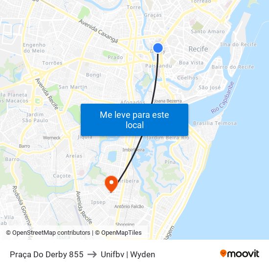 Praça Do Derby 855 to Unifbv | Wyden map