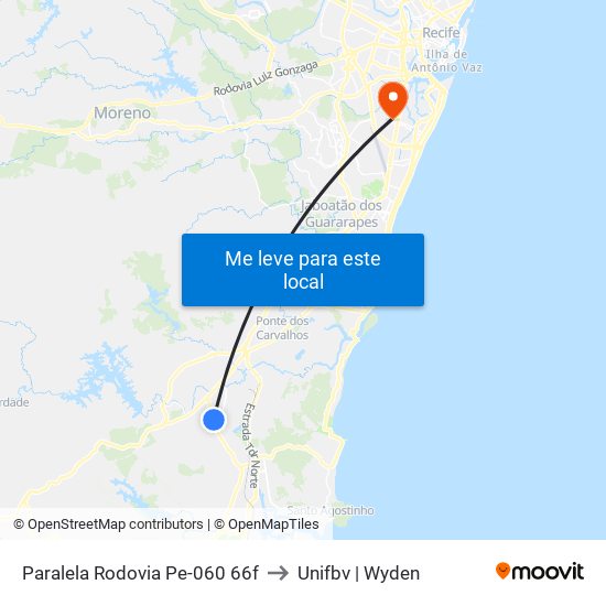 Paralela Rodovia Pe-060 66f to Unifbv | Wyden map