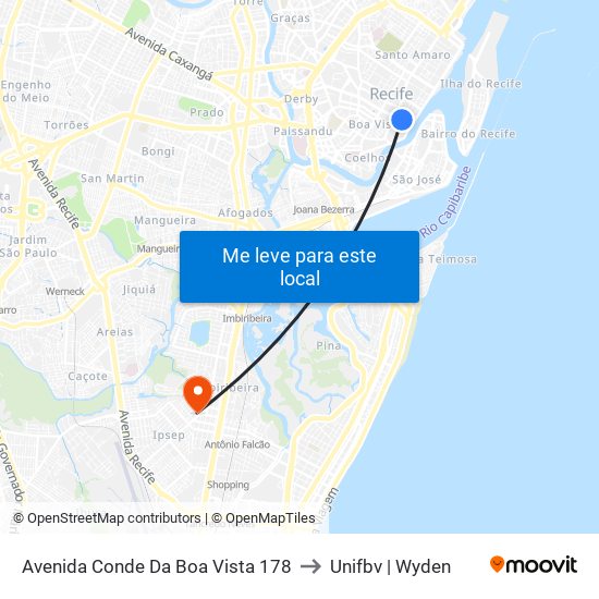 Avenida Conde Da Boa Vista 178 to Unifbv | Wyden map