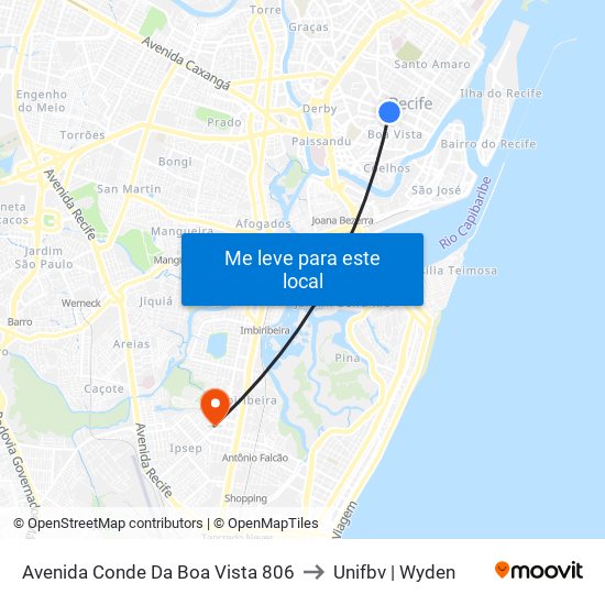 Avenida Conde Da Boa Vista 806 to Unifbv | Wyden map