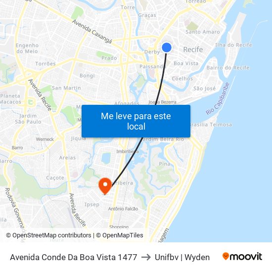 Avenida Conde Da Boa Vista 1477 to Unifbv | Wyden map