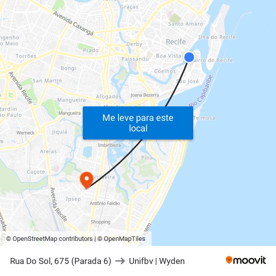 Rua Do Sol, 675 (Parada 6) to Unifbv | Wyden map