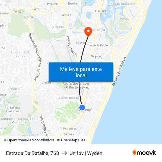 Estrada Da Batalha, 768 to Unifbv | Wyden map