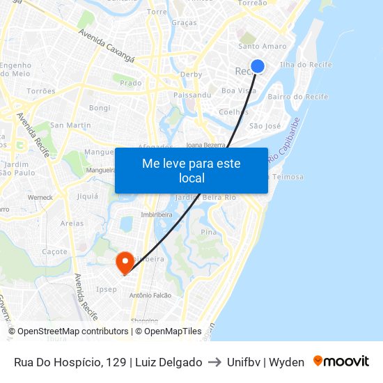 Rua Do Hospício, 129 | Luiz Delgado to Unifbv | Wyden map