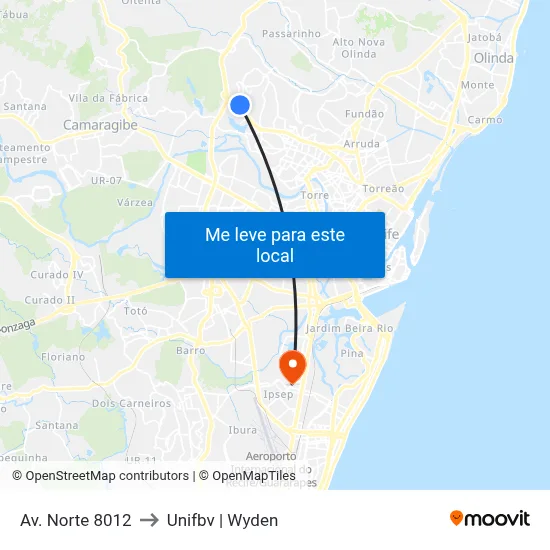 Av. Norte 8012 to Unifbv | Wyden map