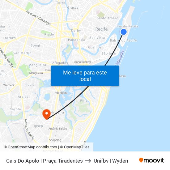 Cais Do Apolo | Praça Tiradentes to Unifbv | Wyden map