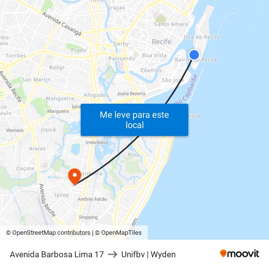 Avenida Barbosa Lima 17 to Unifbv | Wyden map