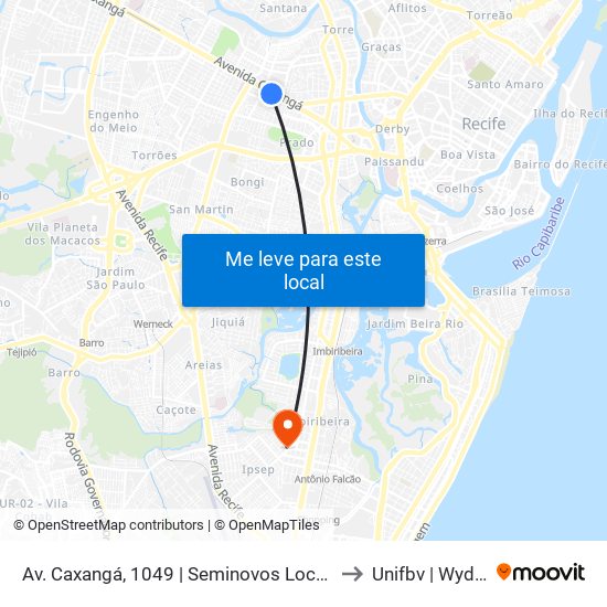 Av. Caxangá, 1049 | Seminovos Localiza to Unifbv | Wyden map