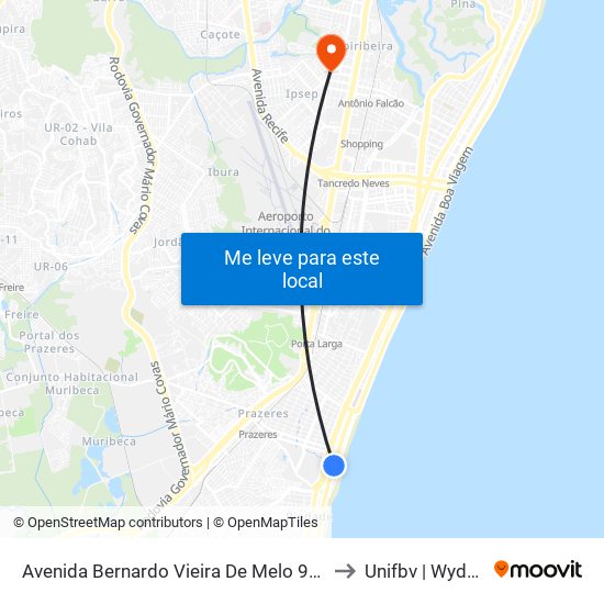 Avenida Bernardo Vieira De Melo 995 to Unifbv | Wyden map