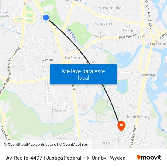 Av. Recife, 4497 | Justiça Federal to Unifbv | Wyden map
