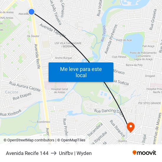 Avenida Recife 144 to Unifbv | Wyden map
