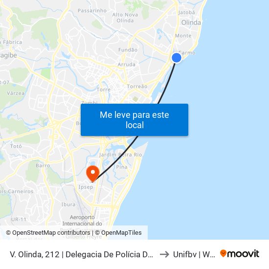 V. Olinda, 212 | Delegacia De Polícia Do Varadouro to Unifbv | Wyden map