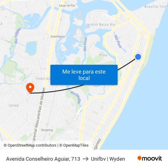 Avenida Conselheiro Aguiar, 713 to Unifbv | Wyden map