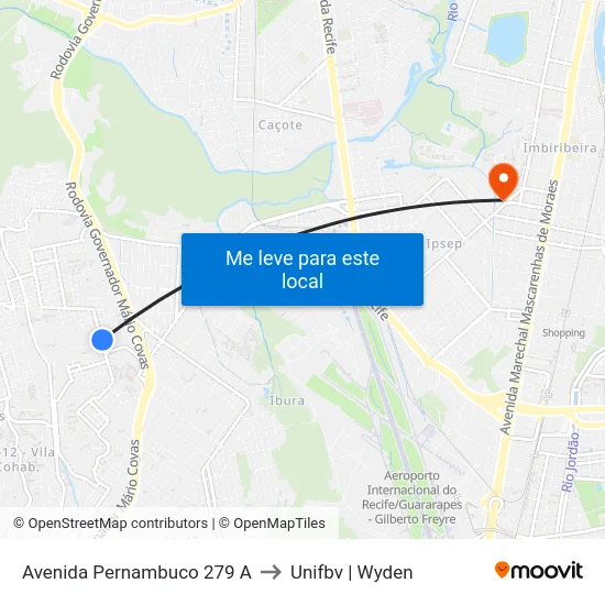 Avenida Pernambuco 279 A to Unifbv | Wyden map