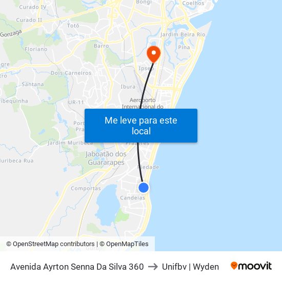 Avenida Ayrton Senna Da Silva 360 to Unifbv | Wyden map