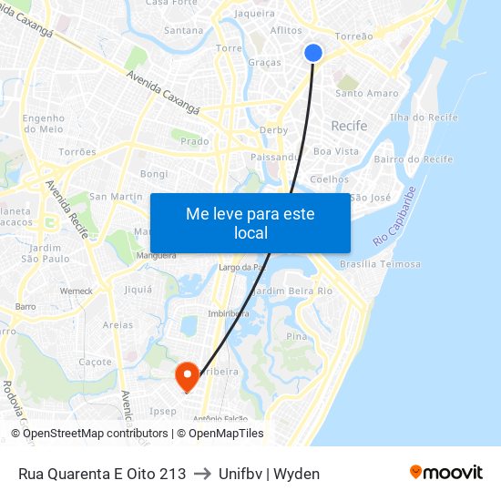 Rua Quarenta E Oito 213 to Unifbv | Wyden map