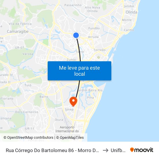 Rua Córrego Do Bartolomeu 86 - Morro Da Conceição Recife - Pe 52280-060 Brazil to Unifbv | Wyden map