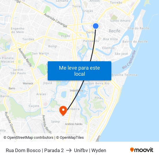Rua Dom Bosco | Parada 2 to Unifbv | Wyden map
