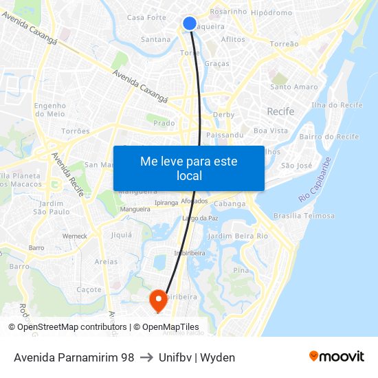 Avenida Parnamirim 98 to Unifbv | Wyden map