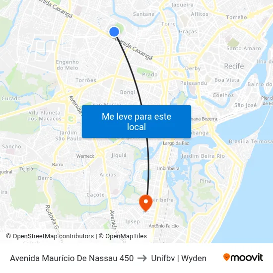 Avenida Maurício De Nassau 450 to Unifbv | Wyden map