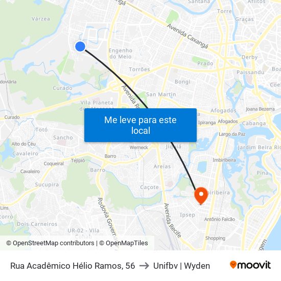 Rua Acadêmico Hélio Ramos, 56 to Unifbv | Wyden map