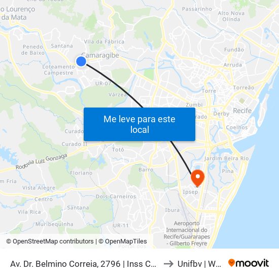 Av. Dr. Belmino Correia, 2796 | Inss Camaragibe to Unifbv | Wyden map