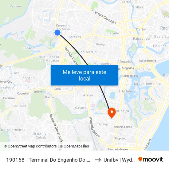 190168 - Terminal Do Engenho Do Meio to Unifbv | Wyden map