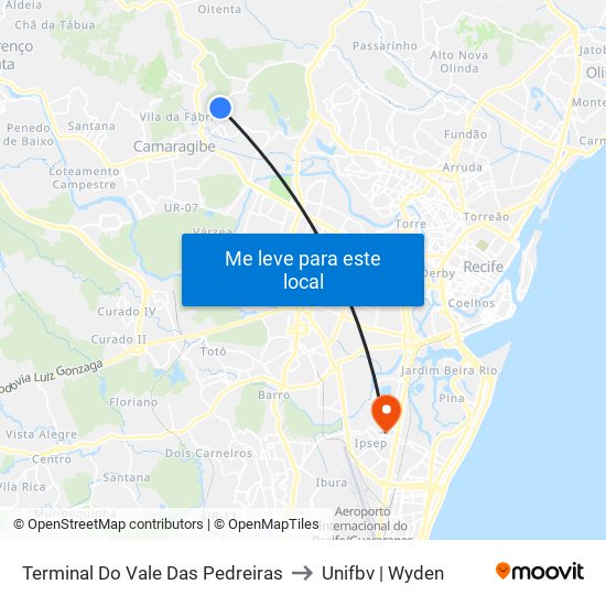 Terminal Do Vale Das Pedreiras to Unifbv | Wyden map