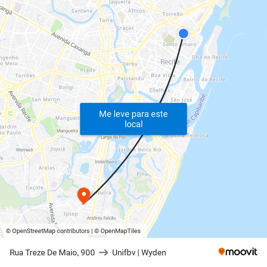 Rua Treze De Maio, 900 to Unifbv | Wyden map