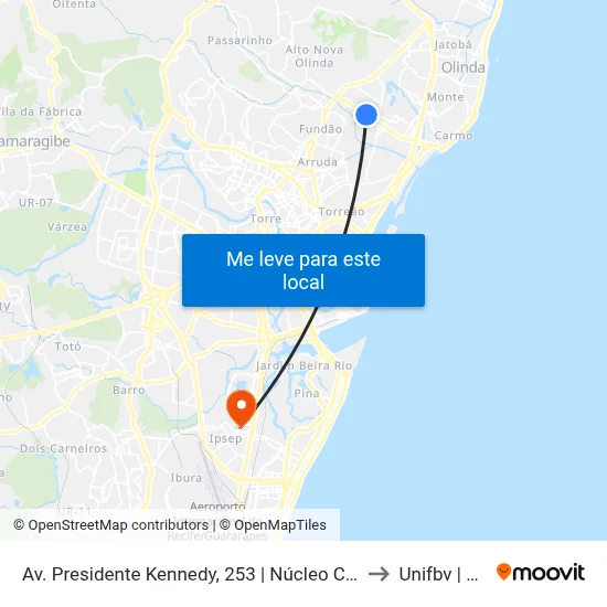 Av. Presidente Kennedy, 253 | Núcleo Comunitário Social to Unifbv | Wyden map