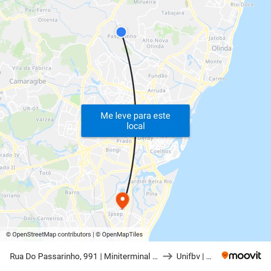 Rua Do Passarinho, 991 | Miniterminal Do Passarinho to Unifbv | Wyden map